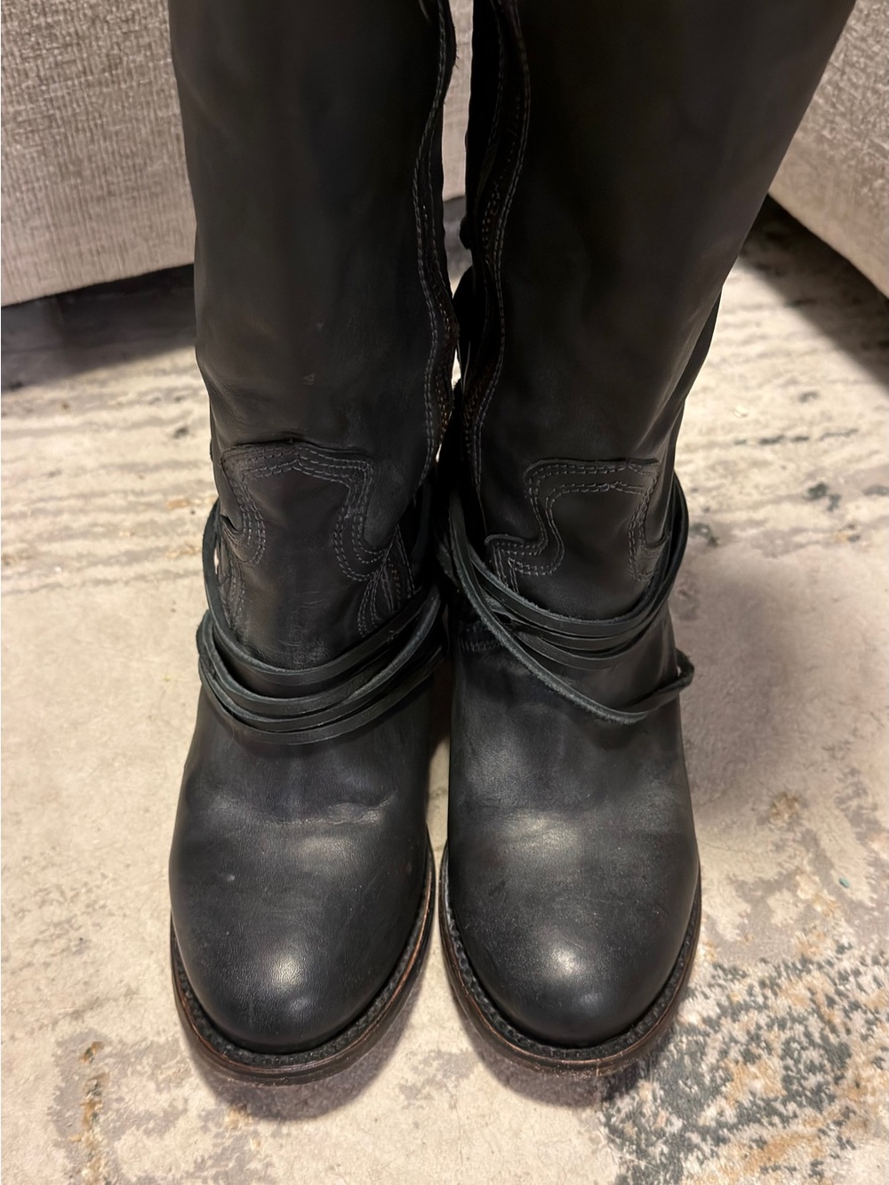 Freebird by Steven Black Over-the-Knee Leather Boots with Wrap Strap - Picture 8 of 10